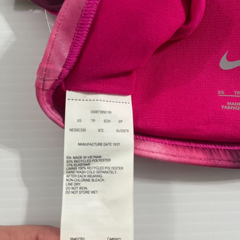 Nike Swim Pink Tie Dye Bikini Top Scoop Neck Brand New With Tags Adjustable XS - Picture 7 of 9